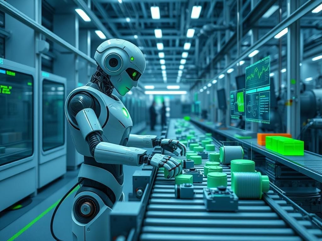 Flick International AEON humanoid robot efficiently working on a factory conveyor belt