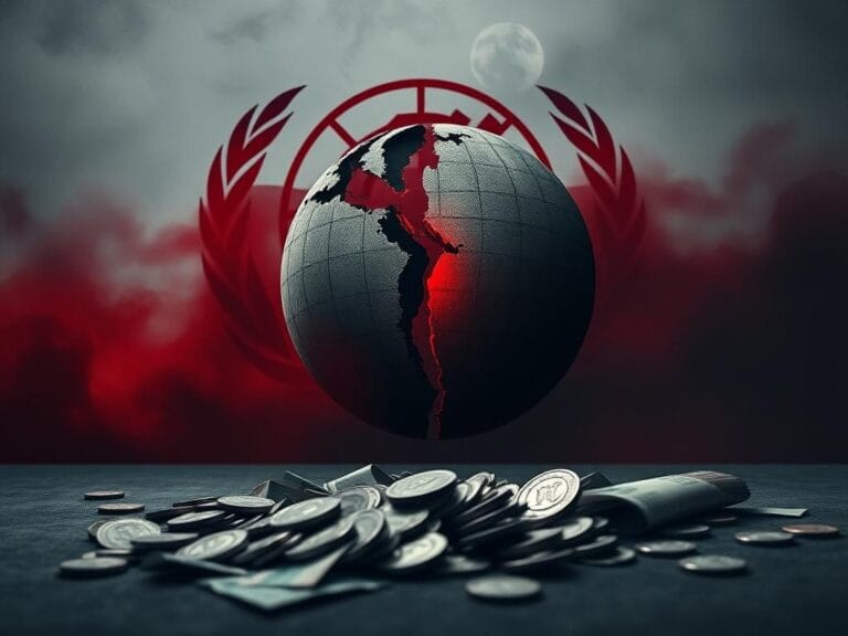 Flick International Abstract representation of a broken globe symbolizing global divisions and conflicts, with emphasis on the Jewish state and Palestinian territories.