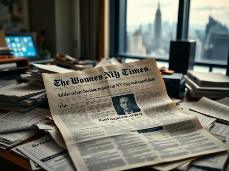 Flick International Cluttered desk with open newspapers featuring NYC mayoral candidate report
