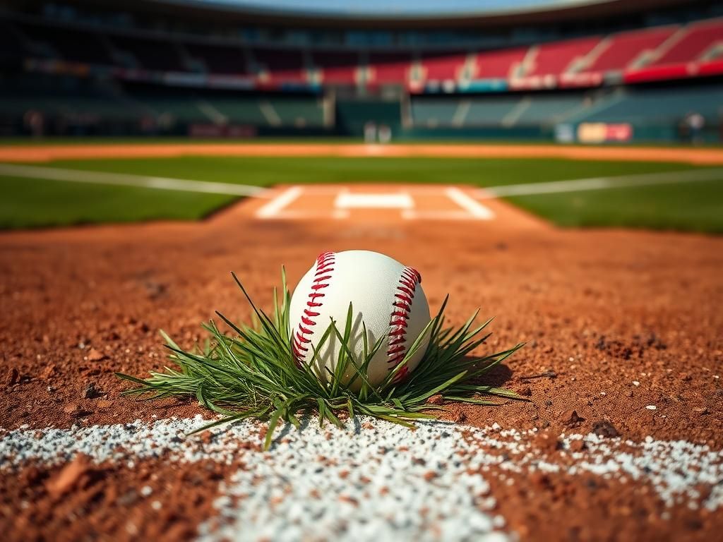 Flick International Close-up of a baseball nestled in the grass near second base at Wade Stadium