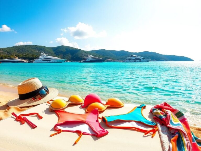 Flick International Vibrant display of colorful bikinis on a sun lounge in Sardinia