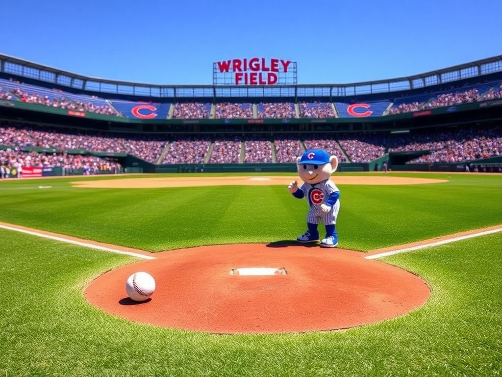 Flick International Alvin Kamara preparing to throw a first pitch at Wrigley Field, highlighting his anxious expression and the surrounding crowd.