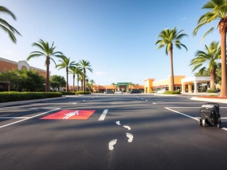 Flick International Accessible parking spaces designated for expectant mothers in a Florida parking lot on a sunny day.