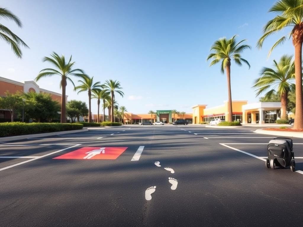 Flick International Accessible parking spaces designated for expectant mothers in a Florida parking lot on a sunny day.