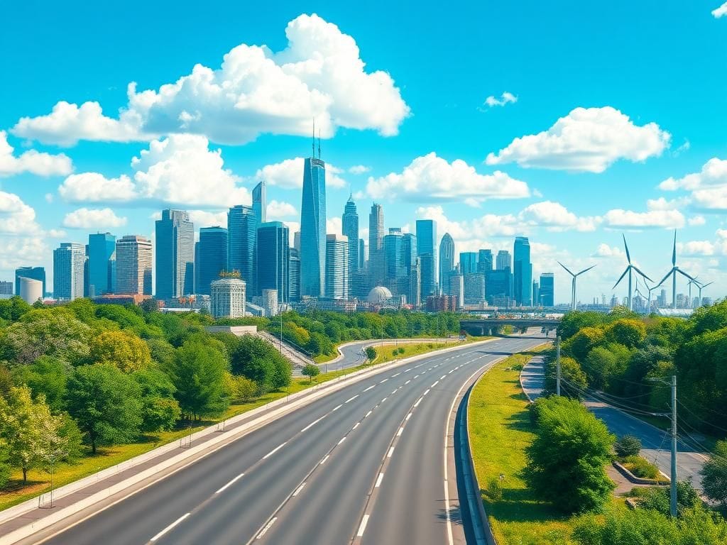 Flick International Bustling city skyline with modern skyscrapers symbolizing economic growth