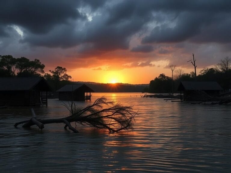 Flick International Tranquil summer camp at Camp Mystic partially submerged in floodwaters during Texas flooding