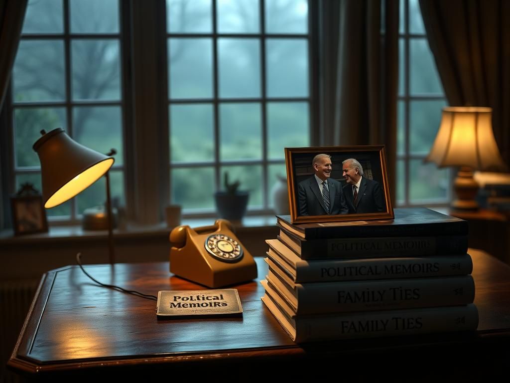 Flick International A cozy family study featuring a desk with a rotary phone, symbolizing a heartfelt conversation between Hunter and Joe Biden.