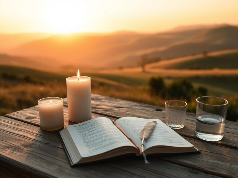 Flick International Rustic wooden table with candle, journal, and book symbolizing self-reflection