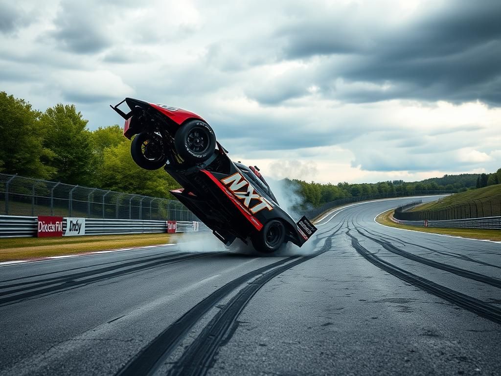 Flick International Wrecked IndyCar NXT vehicle airborne after crash
