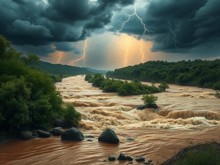 Flick International A dramatic timelapse view of a rapidly swollen Llano River in Texas during flooding.