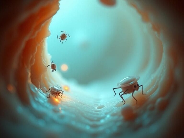 Flick International Close-up of micro-robots navigating through mucus in a human nasal cavity