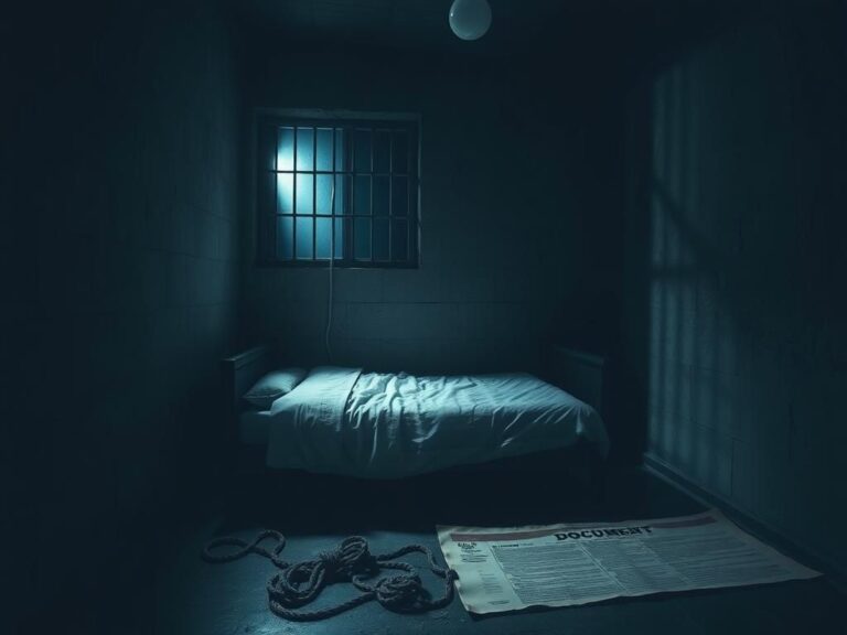 Flick International A shadowy prison cell representing the isolation and despair surrounding Jeffrey Epstein's death