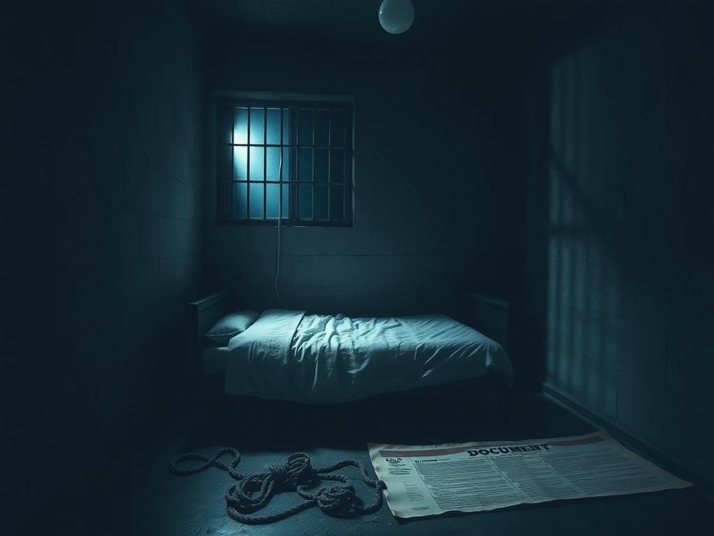 Flick International A shadowy prison cell representing the isolation and despair surrounding Jeffrey Epstein's death