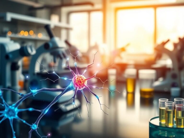 Flick International Vibrant illustration of neurons with glowing connections representing improved communication in Parkinson's research