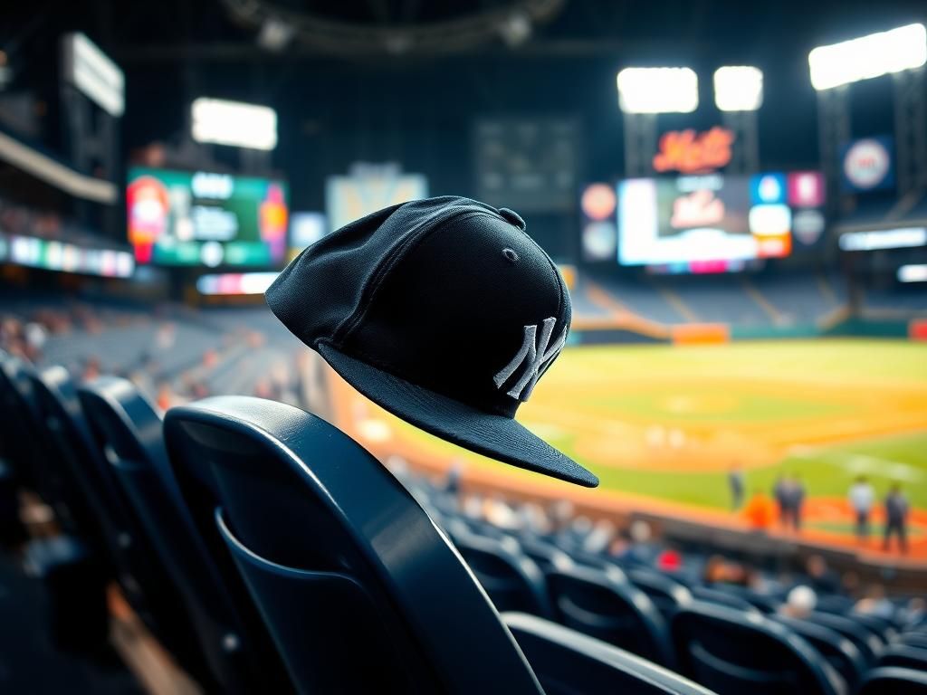 Flick International Empty Yankees stadium seat with cap symbolizing frustrated fans