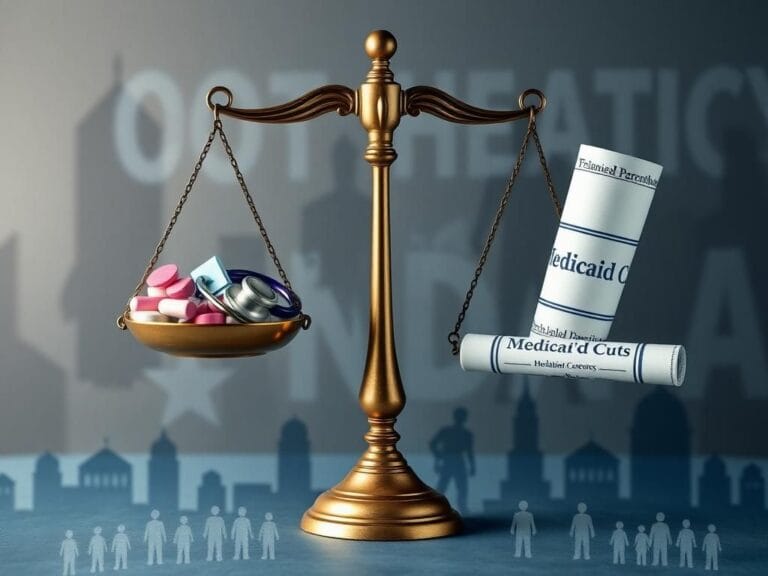 Flick International A balanced scale representing justice and healthcare amid political controversy