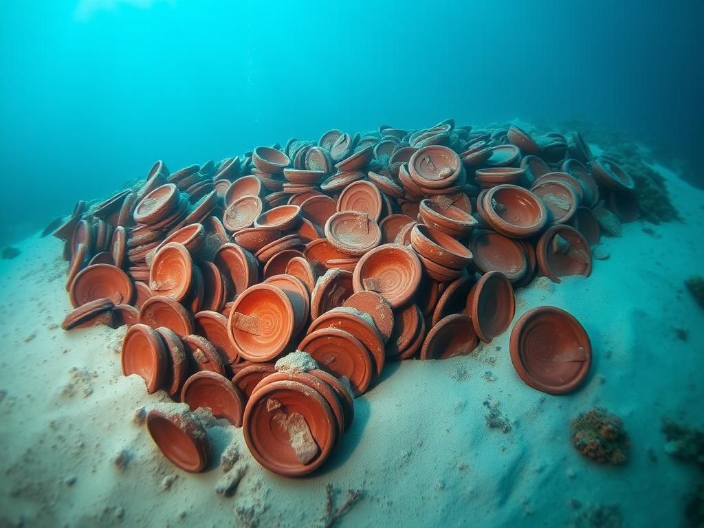 Flick International Underwater scene showcasing a 2,000-year-old shipwreck with ancient ceramics