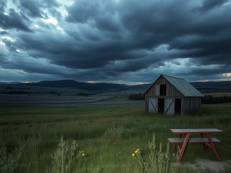 Flick International A dilapidated wooden barn in a vast rural landscape at dusk, representing vulnerability and hidden threats.