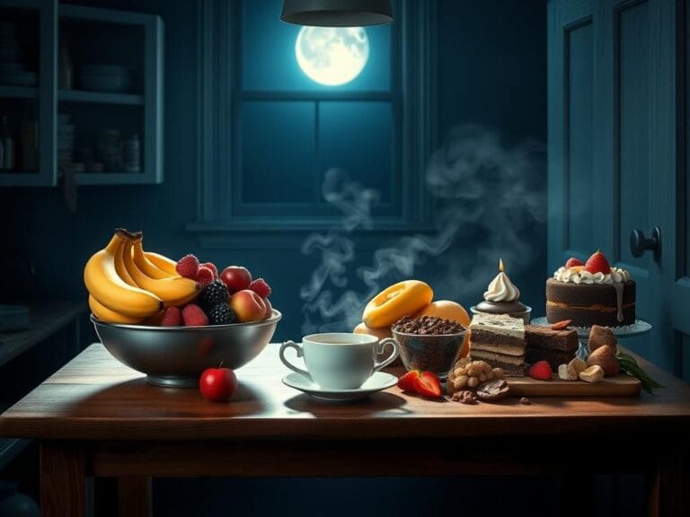Flick International Surreal nighttime kitchen scene with foods affecting dreams