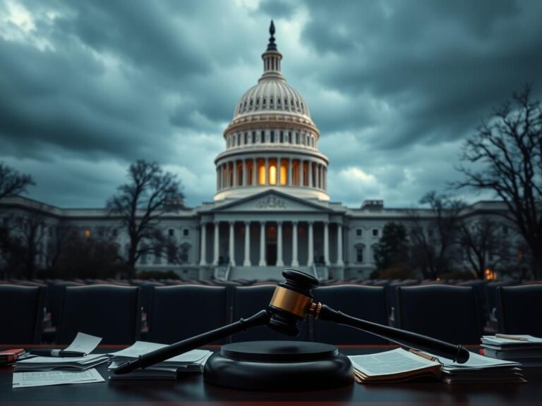 Flick International Dramatic view of the U.S. Capitol building with empty chairs symbolizing Republican divisions