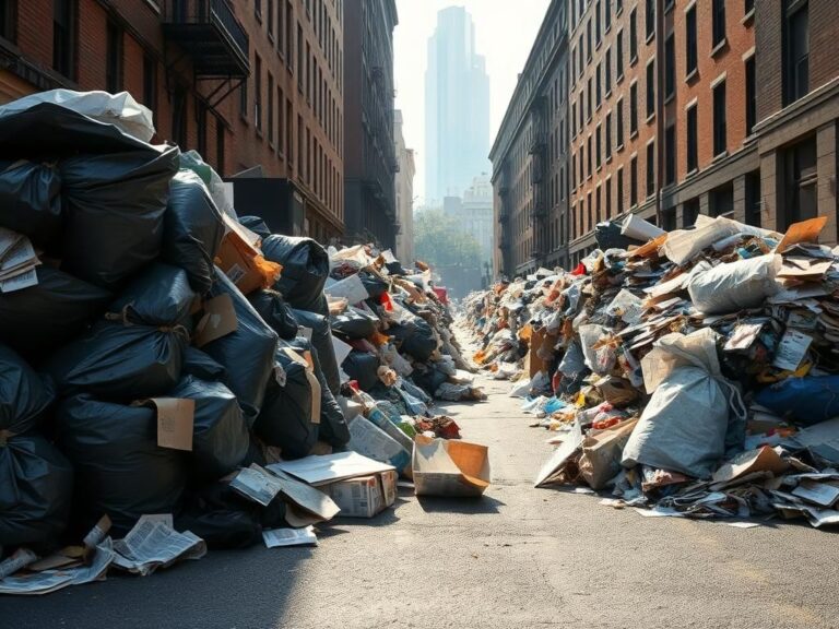 Flick International Streets of Philadelphia cluttered with overflowing trash piles during city worker strike
