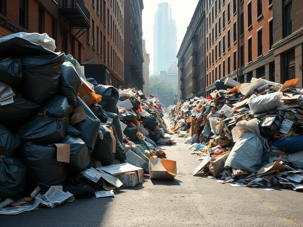 Flick International Streets of Philadelphia cluttered with overflowing trash piles during city worker strike
