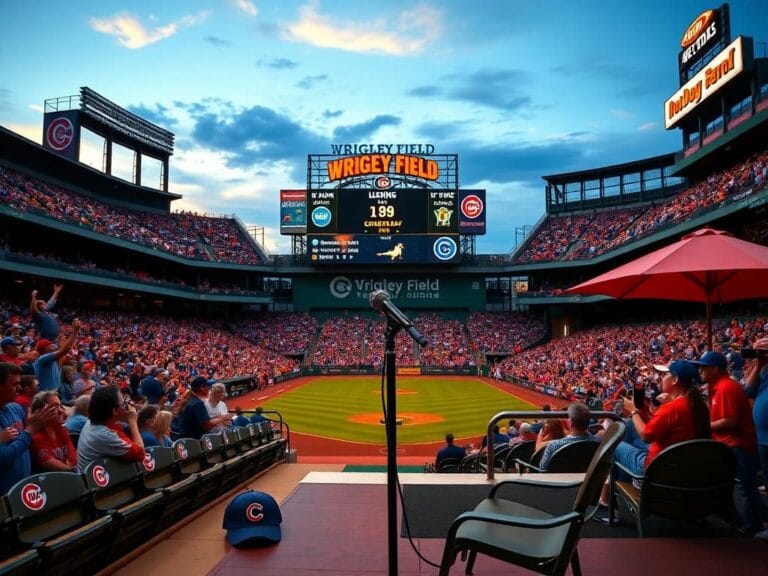 Flick International A vibrant scene at Wrigley Field with fans booing during Alex Cooper's performance.