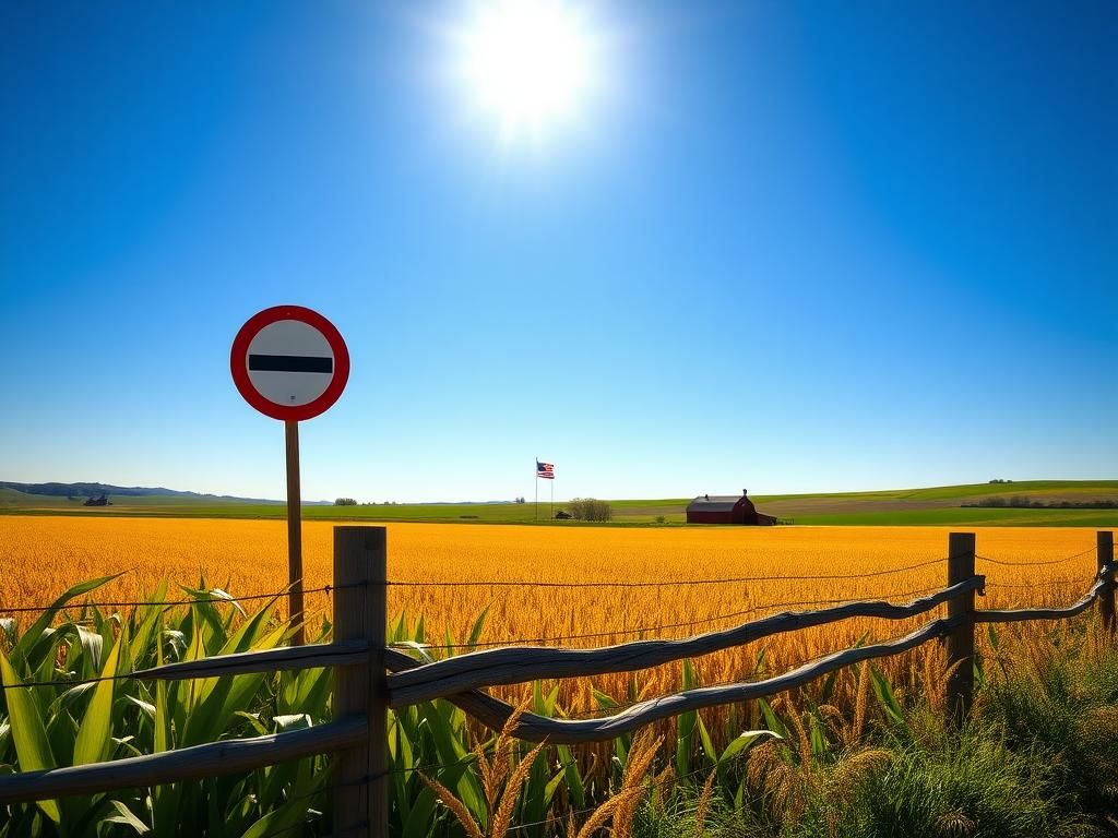 Flick International Expansive American farmland showcasing vibrant corn and wheat fields under a clear blue sky