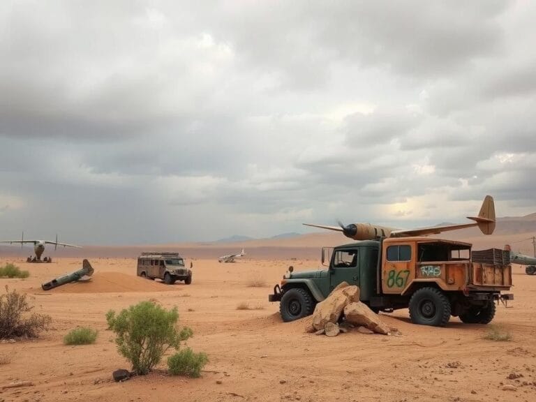 Flick International Abandoned military vehicles in a desolate Afghan landscape