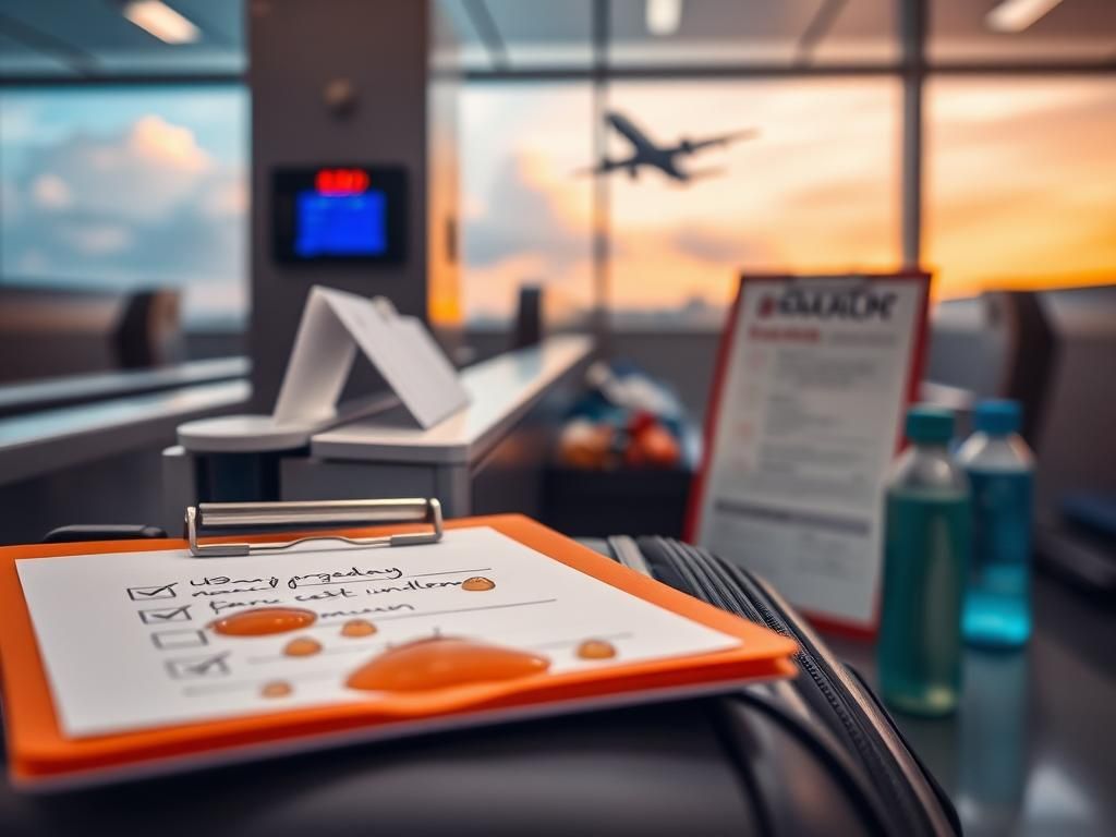 Flick International Close-up of a suitcase at an airport security checkpoint with droplets of sweat indicating body moisture