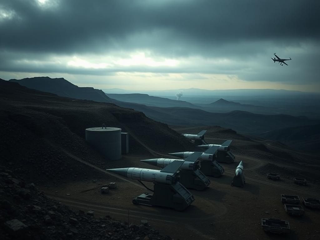 Flick International Aerial view of an Iranian ballistic missile storage facility in a rugged landscape