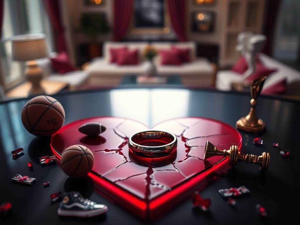 Flick International Close-up of a wedding ring on a cracked heart-shaped glass symbolizing a broken relationship