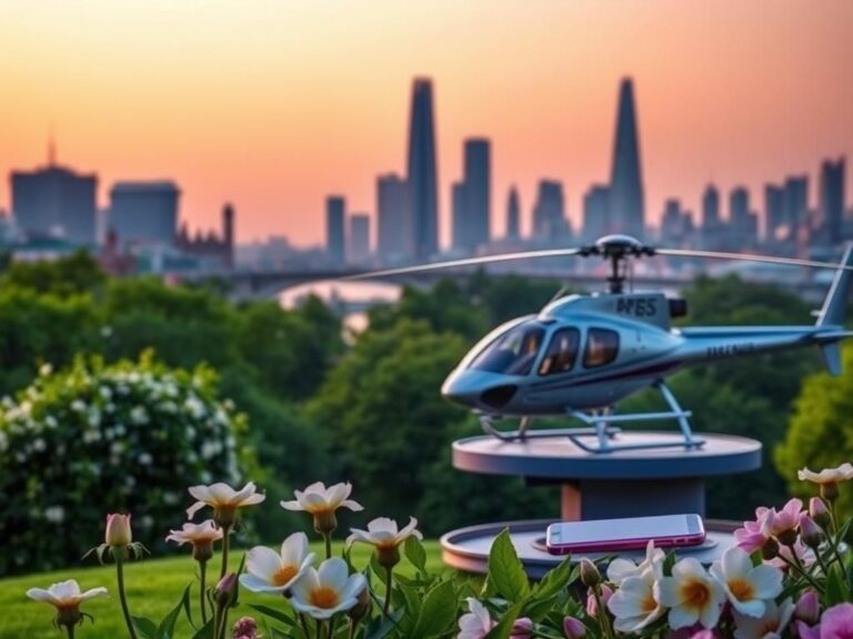 Flick International A serene London skyline at dusk with iconic landmarks and a lush green park