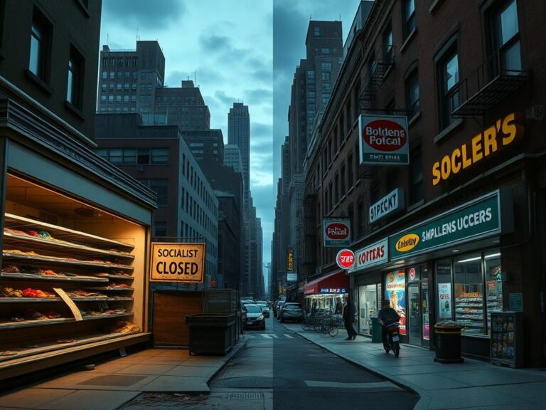 Flick International A divided urban landscape in New York City contrasting socialism and capitalism