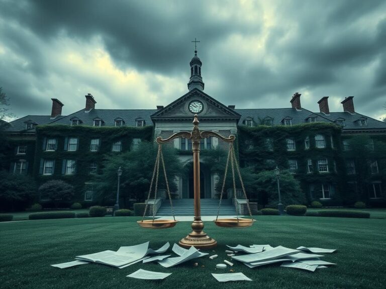Flick International Exterior view of Cornell University with ivy-covered buildings under a gray sky