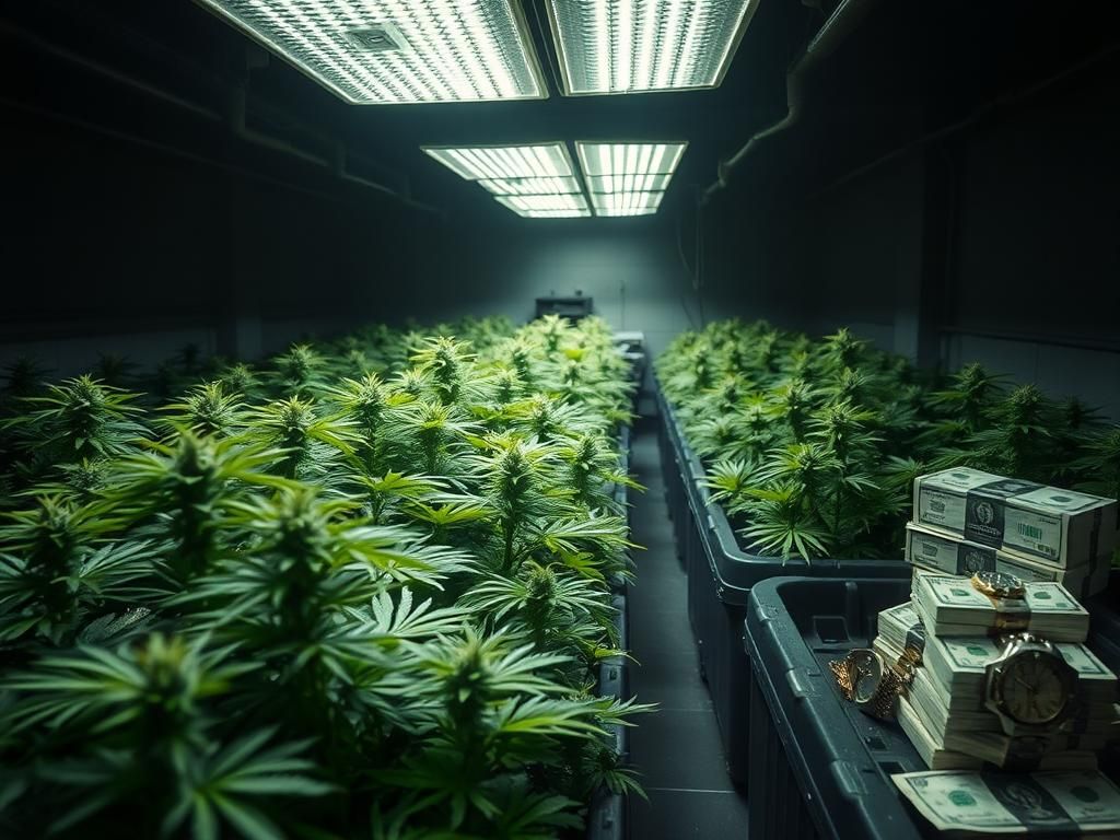 Flick International Indoor marijuana grow house with healthy cannabis plants under grow lights