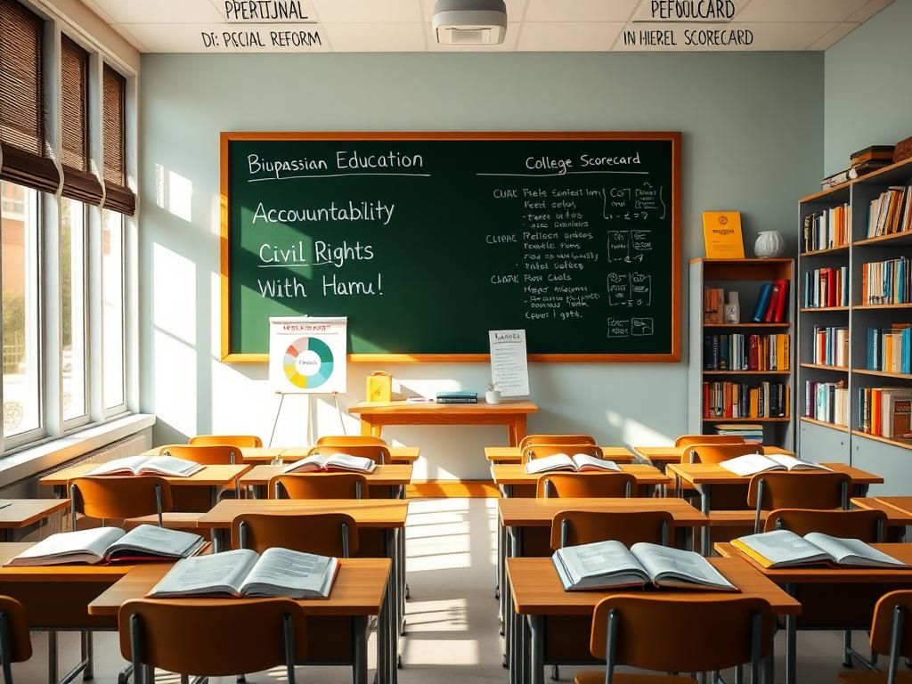 Flick International Empty classroom filled with educational tools and resources illustrating a collaborative learning environment