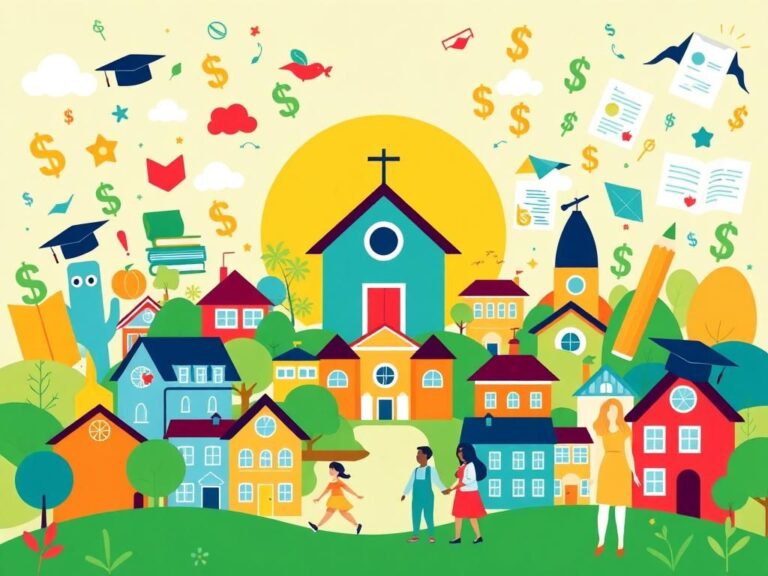 Flick International A vibrant collage of school-related icons symbolizing educational choice and financial support