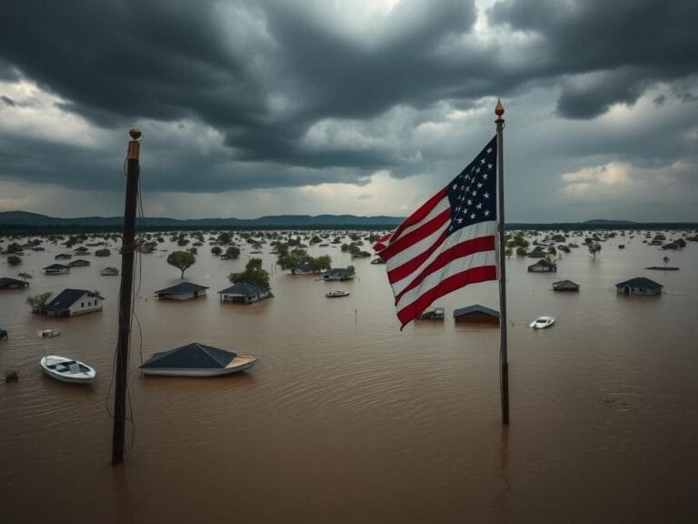 Flick International A flooded Texas landscape with submerged homes and debris