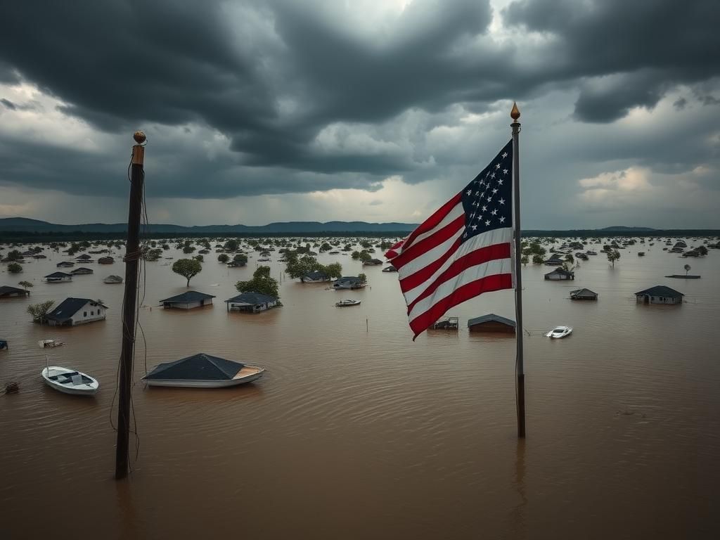 Flick International A flooded Texas landscape with submerged homes and debris