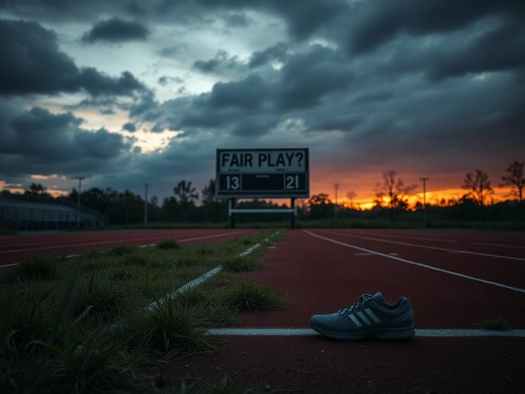 Flick International Empty athletic field at sunset symbolizing the emotional weight of competition