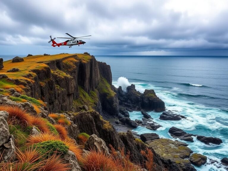 Flick International Rugged Oregon cliffside at Roads End Point during dramatic rescue operation