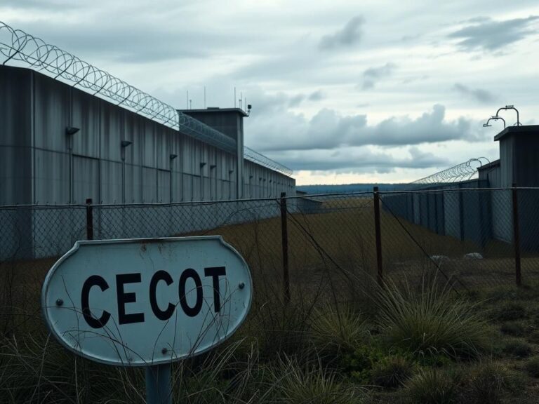 Flick International A stark view of a maximum-security prison compound with high walls and barbed wire.