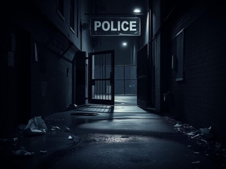 Flick International A dimly lit alleyway illustrating urban neglect and recent police activity