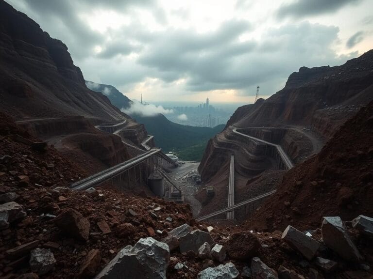 Flick International Deep mine showcasing earthy tones and industrial equipment related to rare earth mineral extraction