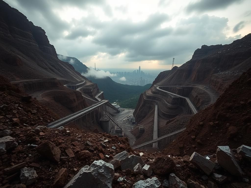 Flick International Deep mine showcasing earthy tones and industrial equipment related to rare earth mineral extraction