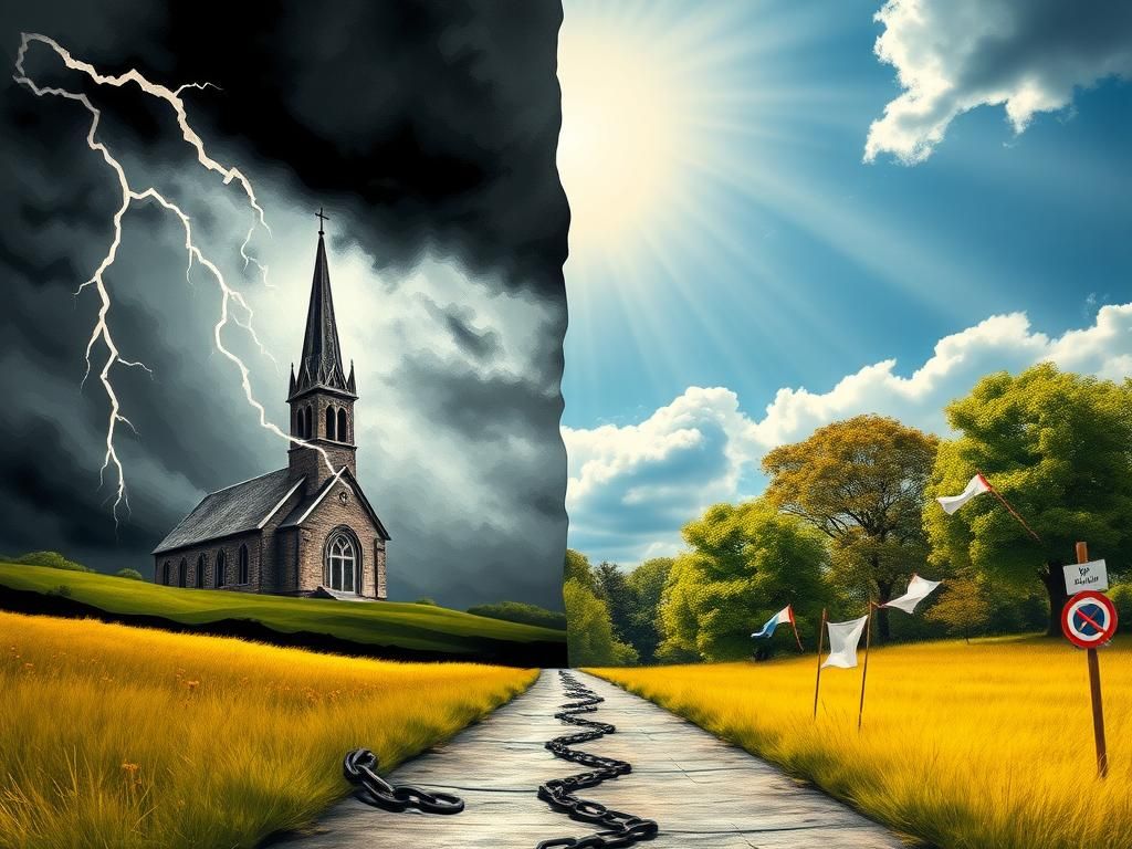 Flick International Abstract representation of a divided landscape symbolizing clashing ideologies