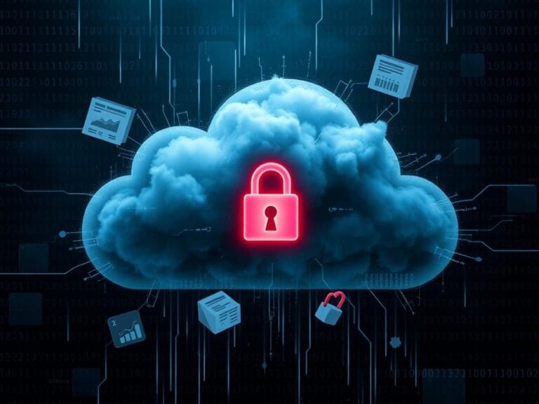 Flick International Digital representation of a cloud with a lock symbol, illustrating a cybersecurity breach.