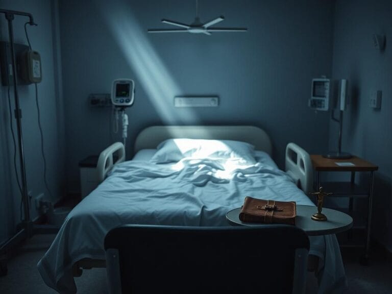 Flick International Dimly lit hospital room with medical equipment symbolizing health struggle