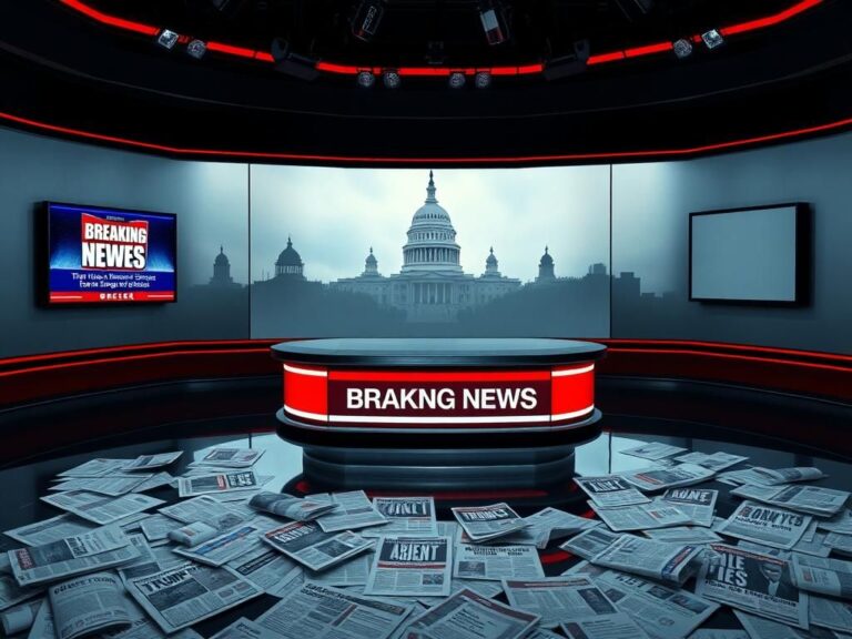 Flick International Dimly lit newsroom set depicting political tension